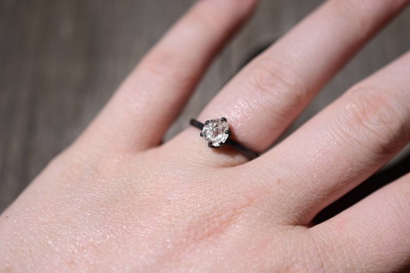 Raw Gemstone jewelry , Raw Diamond Ring, Handmade Engagement Ring, unique - Picture 4 of 9